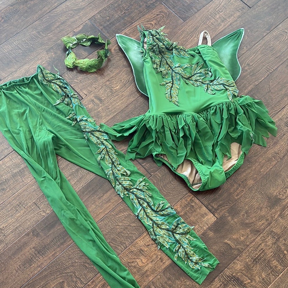 Custom Green Leafy/Fairy Dance Costume Set